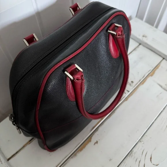 Furla Elegant Black and Red Leather Handbag